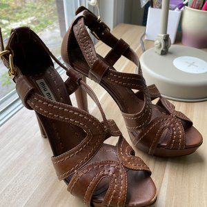 Miu Miu Caramel brown leather heels, 5 inches